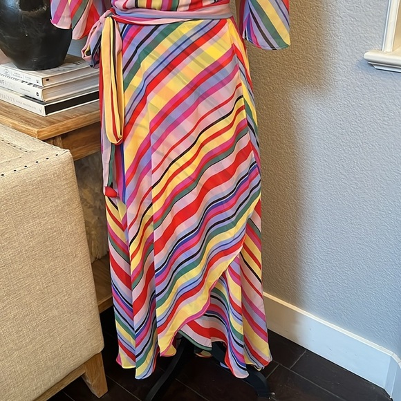 City Chic Trendy Plus Size Rainbow Deep V-neck Maxi Dress Size 12 - Picture 4 of 7
